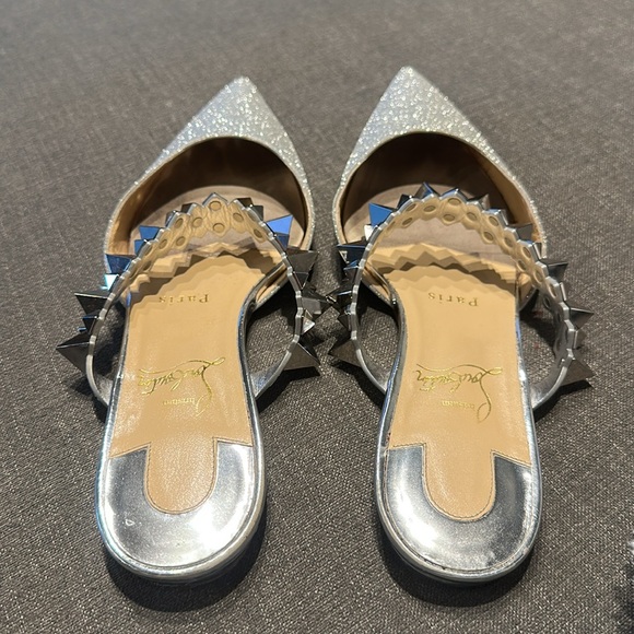 Christian Louboutin Planet Choc Silver Glitter Mules Sz. 36 - Picture 4 of 4